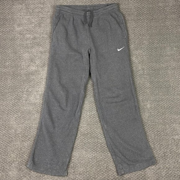 Nike Sweatpants Men's Medium Gray Sportswear Club Fleece Straight Leg Open Hem - Picture 1 of 14